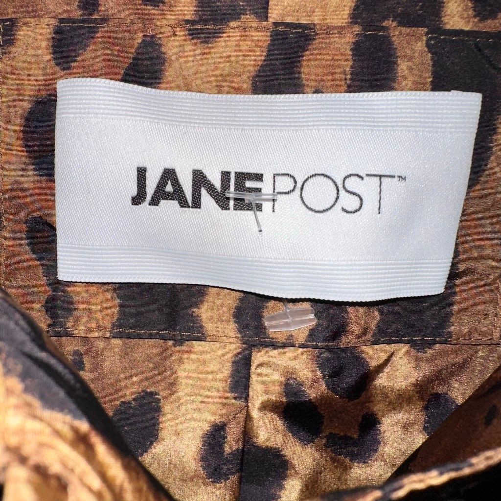 Jane Post $695 Leopard Print Nylon Rain Jacket Snap Front Womens Small New — image 6 of 8